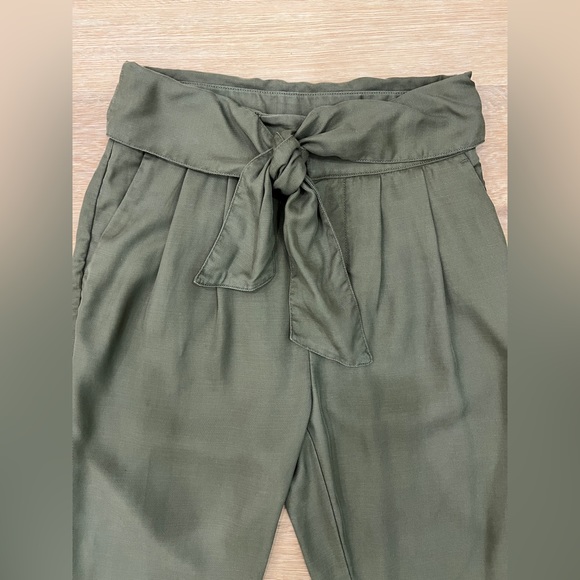 Anthropologie Cartonnier Olive Green Tie Waist Trouser Pants - Size US 0 - Picture 3 of 6